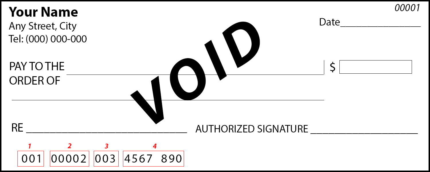 Example of a void cheque
