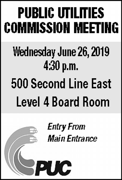 Notice: Public Utilities Commission Meeting - June 26, 2019