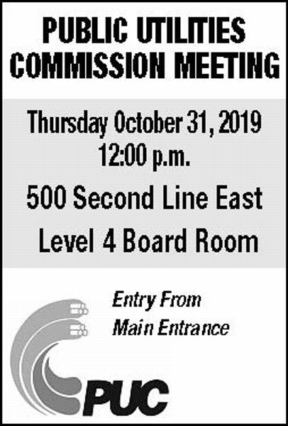 POSTPONED to November 28, 2019 Notice:  Commission Meeting